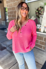 Willow Waffle Knit Pullover Pink - Lilac&Lemon