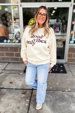 Cream Good Vibes Only Embroidered Sweatshirt