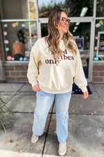 Cream Good Vibes Only Embroidered Sweatshirt