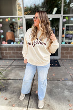 Cream Good Vibes Only Embroidered Sweatshirt