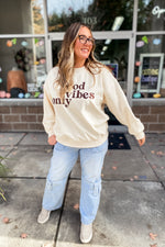 Cream Good Vibes Only Embroidered Sweatshirt
