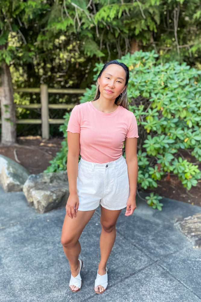 Arlis Ribbed Top with Lettuce Hem - Lilac&Lemon