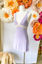 Sleeveless V-Neck Lace Trimmed Mini Dress Purple