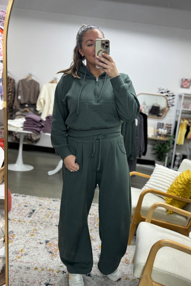 Baggy Barrel Leg Sweatpants Green