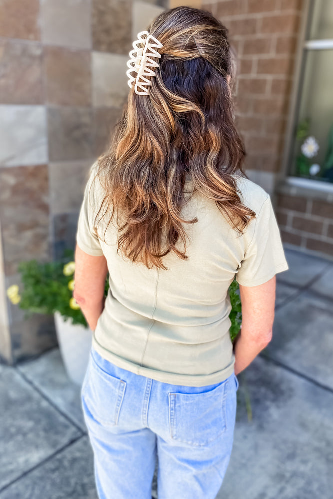 Cece Ribbed Scoop Neck Tee Soft Matcha - Lilac&Lemon