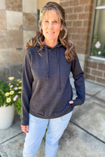 Portia Curved Hem Hoodie Charcoal - Lilac&Lemon