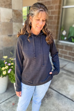 Portia Curved Hem Hoodie Charcoal - Lilac&Lemon