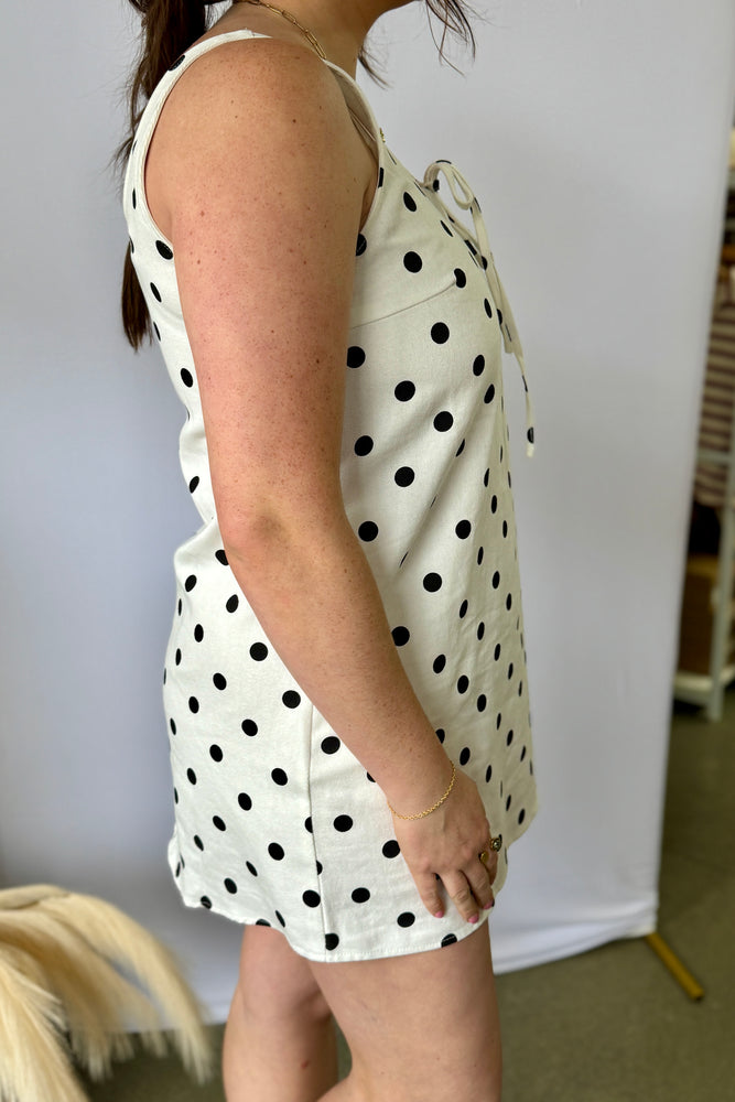 Polka Dot Tank Denim Mini Dress Small