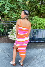Lili Stripe Cutout Midi Dress - Lilac&Lemon