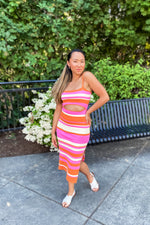 Lili Stripe Cutout Midi Dress - Lilac&Lemon