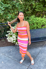 Lili Stripe Cutout Midi Dress - Lilac&Lemon