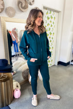 Hana Oversized Boyfriend Fit Fleece Zip Up Hunter Green