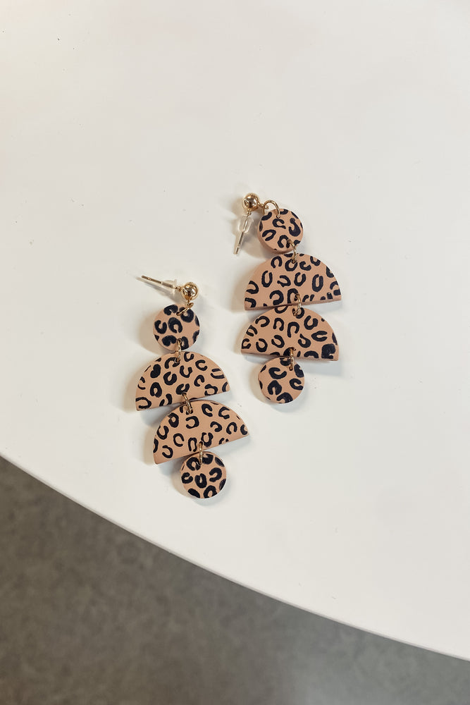 Cheetah Print Four Tier Dangle Earrings - Lilac&Lemon
