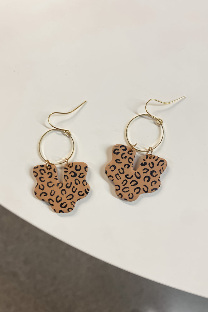 Cheetah Print Groovy Arch Fishhook Dangle Earrings - Lilac&Lemon