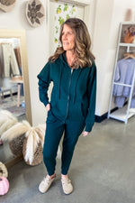 Hana Oversized Boyfriend Fit Fleece Zip Up Hunter Green