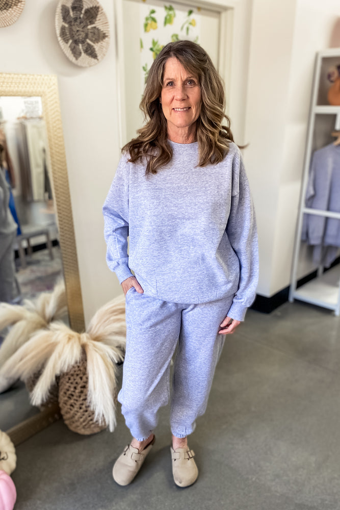 Ana Grey Fleece Jogger with Elastic Waistband
