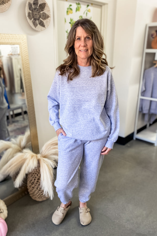 Ana Grey Fleece Relaxed Fit Sweatshirt