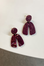 Marbled Arch Drop Earrings Plum - Lilac&Lemon