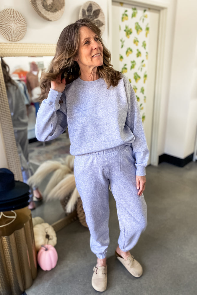 Ana Grey Fleece Jogger with Elastic Waistband