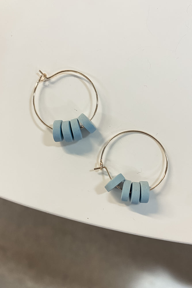 Gold Ring Hoop Earrings with Clay Beads - Lilac&Lemon