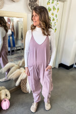 Aurora Oversized Knit Jumpsuit Mauve