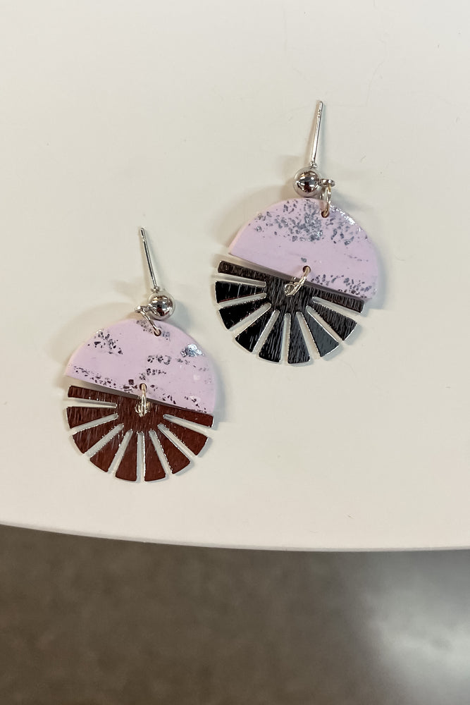 Simply Saige Half Circle Silver Sun Dangle Earrings - Lilac&Lemon
