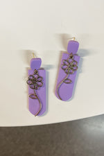 Simply Saige Gold Flower Handmade Summer Stud Drops Earrings - Lilac&Lemon