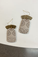 Simply Saige Flower Imprinted Hammered Gold Arch Fishhook Earrings - Lilac&Lemon