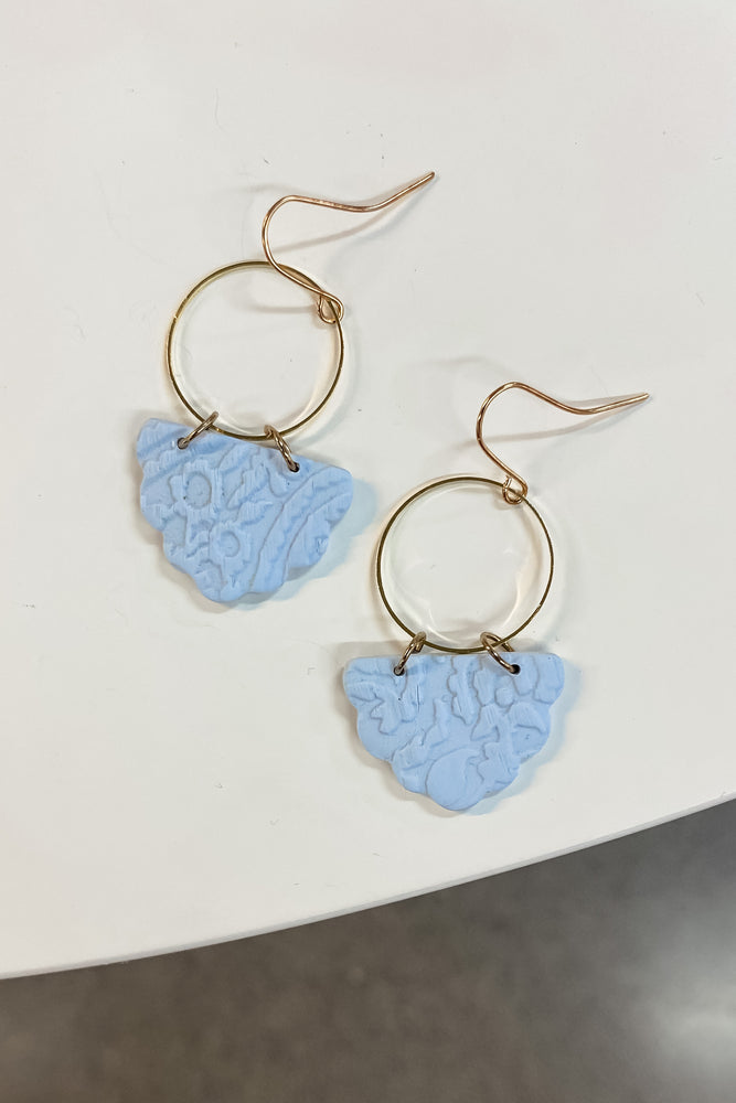 SimplySaige Sky Blue Lace Print Dangles