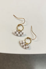 Simply Saige Retro Checkered Half Arch Fishhook Dangles - Lilac&Lemon