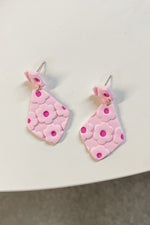 Simply Saige Painted Pink Daisy Flower Drop Stud Earrings - Lilac&Lemon