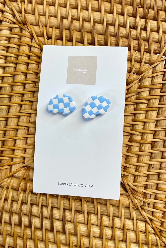 Simply Saige Checkered Cloud Stud Earrings - Lilac&Lemon