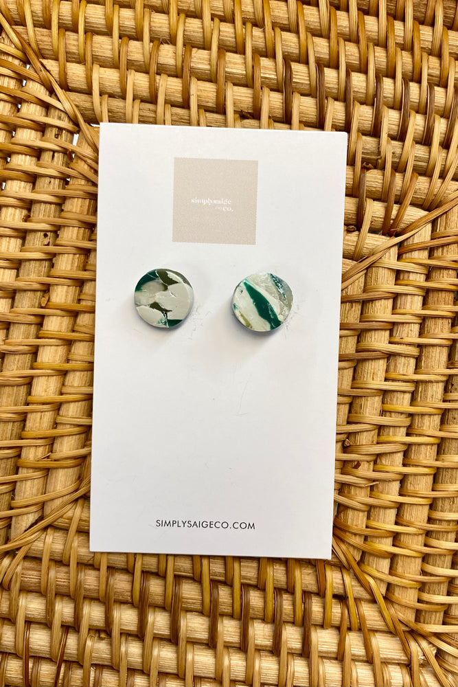 Simply Saige Green Marbled Stud Earrings - Lilac&Lemon