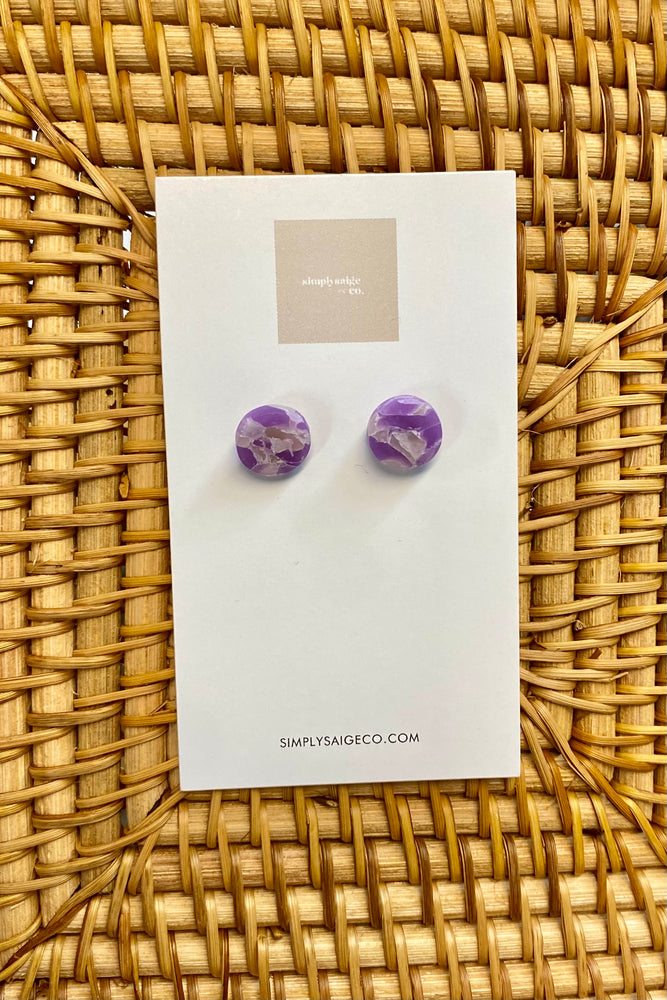 Simply Saige Lilac Marbled Stud Earrings - Lilac&Lemon