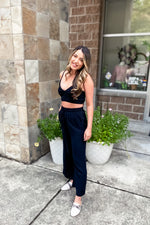 Angela Smocked Crop Top and Pant Set Black - Lilac&Lemon