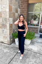 Angela Smocked Crop Top and Pant Set Black - Lilac&Lemon
