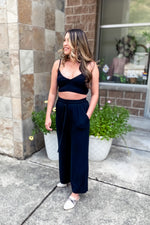 Angela Smocked Crop Top and Pant Set Black - Lilac&Lemon