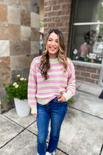 Reina Crochet Striped Sweater - Lilac&Lemon