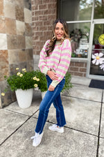 Reina Crochet Striped Sweater - Lilac&Lemon