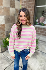 Reina Crochet Striped Sweater - Lilac&Lemon