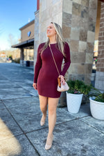 Mya Ribbed Mini Dress Wine