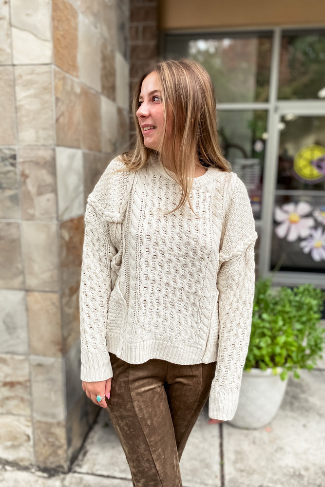 Rory Cable Knit Sweater Cream - Lilac&Lemon