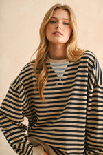 Striped Knit Long Sleeve Pullover