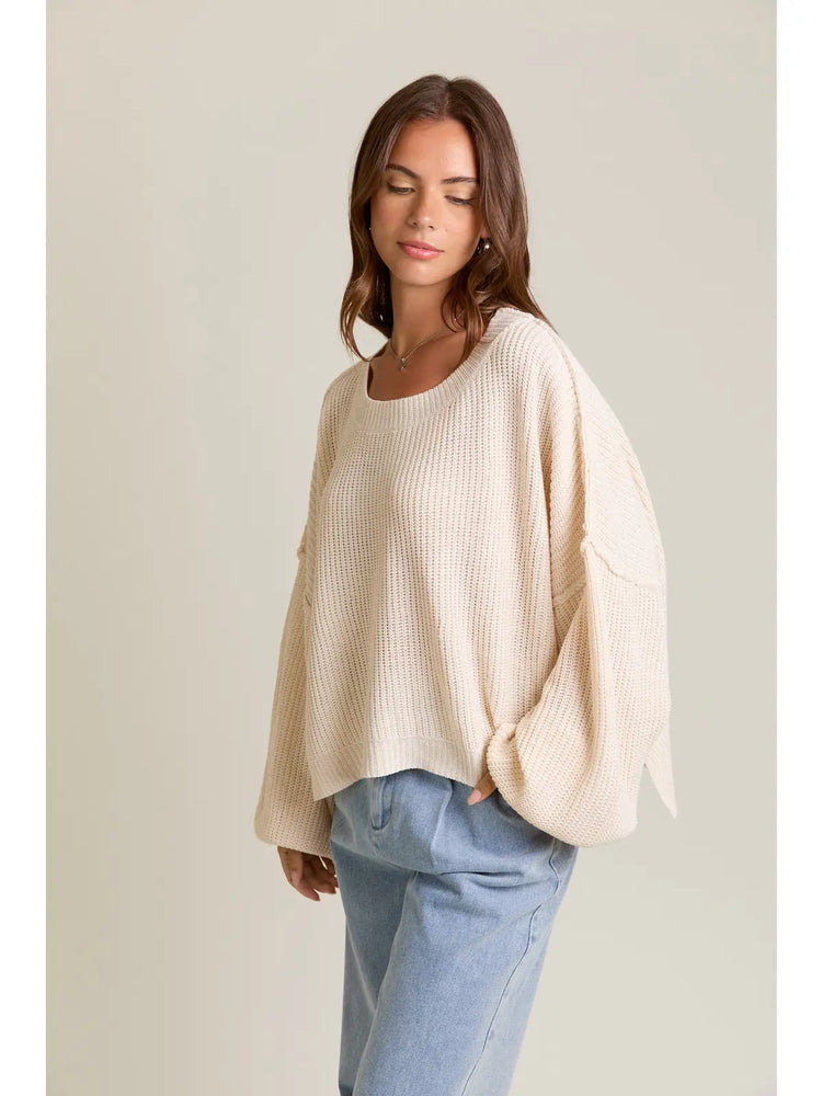 Pullover Mock Neck Sweater Ivory