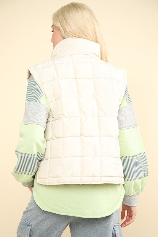 Padded Puffer Vest Cream