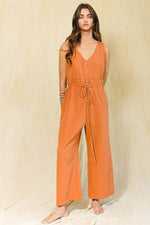 Tie Waist Jumpsuit Rust