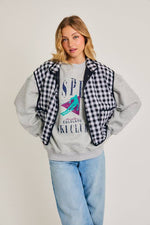 Drop Shoulder High Collared Quilt Vest Black and White