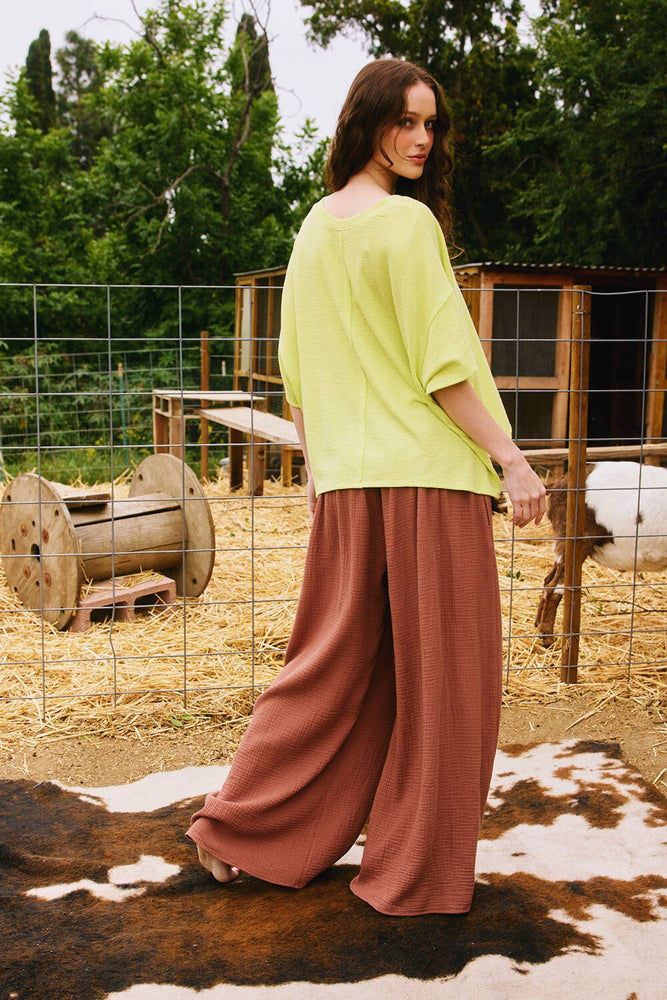 Wide Leg Cotton Gauze Pants