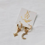 Star and Moon Hoop Earrings
