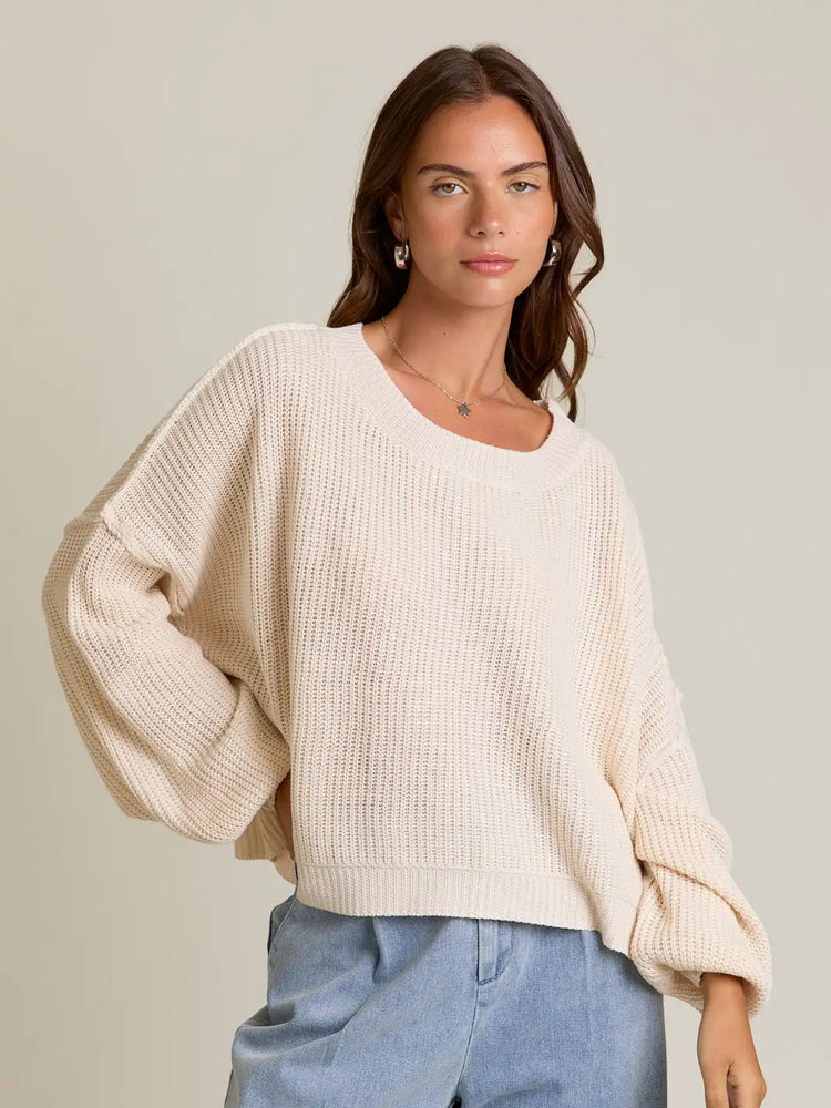 Pullover Mock Neck Sweater Ivory